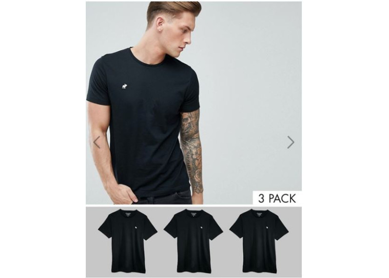 3 Pack T-Shirt Crew neck Muscle Slim Fit in Black Marl
